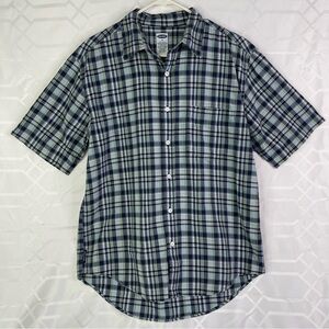 Old Navy Men's Plaid Shirt - Blue and Green 100% cotton Men’s Size Medium